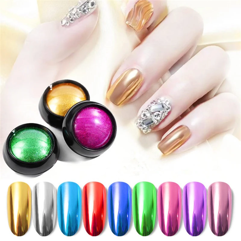 0.5g/box Mirror Nail Powders Metallic Effect Rub Nail Art Glitters UV