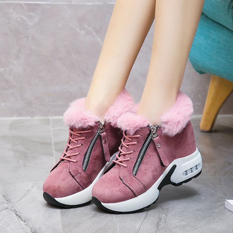 

WDHKUN Cotton Shoes Female New Women's Boots Winter Plus Velvet Cotton Shoes Thick-Soled Warm Snow Women Cotton Boots