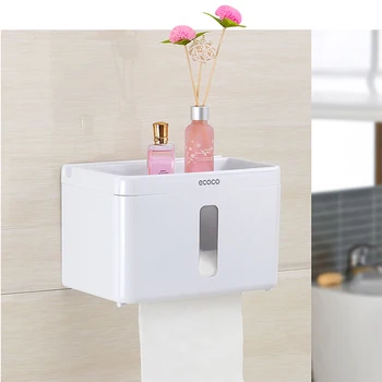 

Ecoco Wall Mount Toilet Paper Holder Tissue Paper Holder Toilet Roll Dispenser With Phone Storage Shelf for Home Bathroom