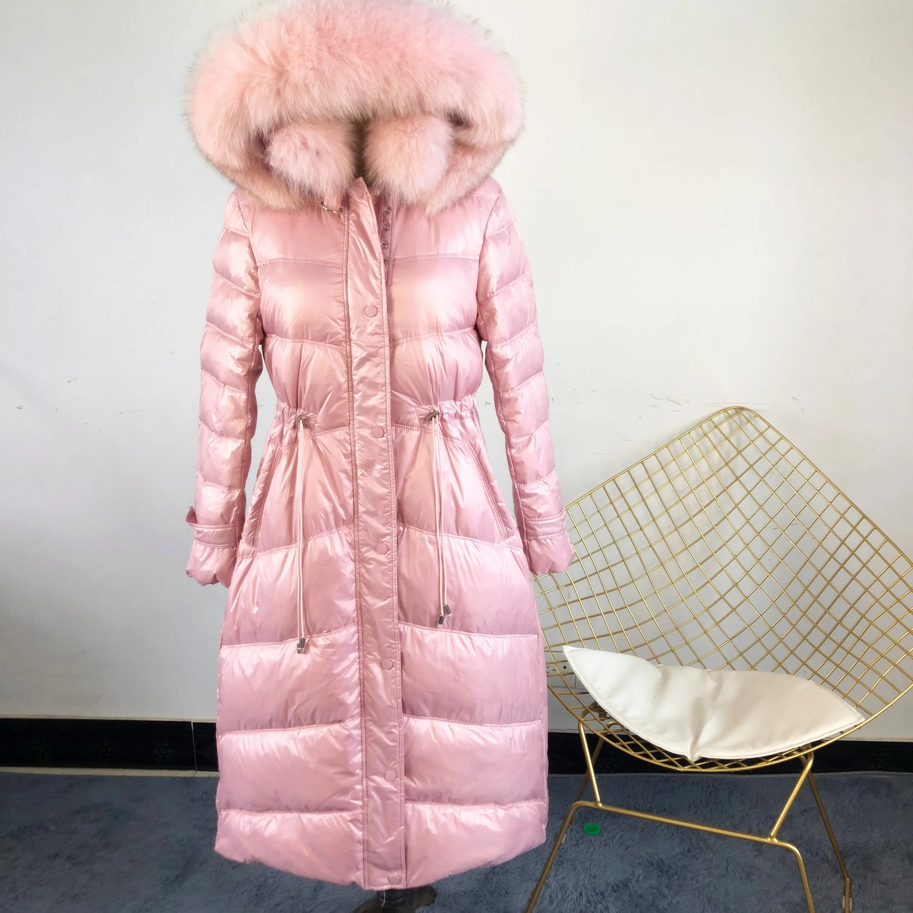 Tcyeek Толстая теплая зимняя куртка для женщин X-Long 90% утиный пух пальто большой лисий мех с капюшоном одежда женская пуховая парка Hiver LW1495
