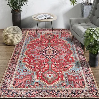 

Vintage European Persian Carpet Turkish Red Carpets American Country Living Room Bedroom Bedside Rugs Morocco Home Floor Rugs