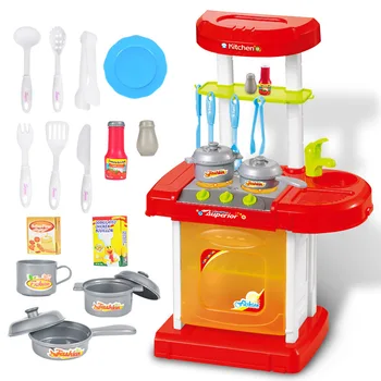 

16pcs/set Kid Kitchen Toys Simulated Kitchen Tableware Suitcase Pretend Play Kitchen Toys Set Safe Cute Children Girl Toy Gift