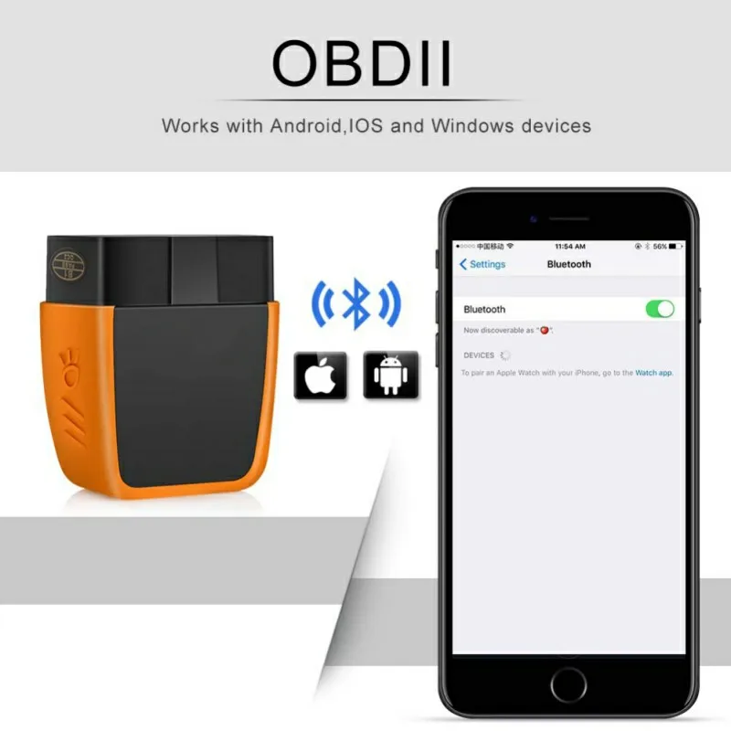Популярный OBD2 сканер Bluetooth 4,0 профессиональный автомобильный считыватель кодов совместим с Android и Ios с системой диагностики OBD2 сканирующий инструмент