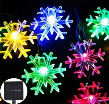 

5M 7M 12M Solar Light Outdoors LED Lights Garden Decoration For Street Patio Lawn Room Christmas New Year Snowflake String Light
