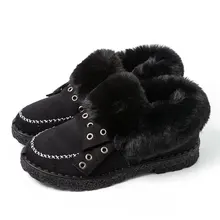 Женские зимние туфли на плоской подошве; Новинка года; женские Короткие повседневные туфли из плюша; Теплые повседневные Лоферы без застежки на плоской подошве с круглым носком для женщин