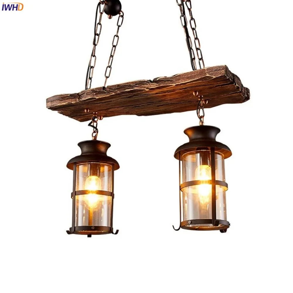 American Loft Style Pendant Lights Wooden Vintage Industrial LED Hanglamp E272 Fixtures Pendant Lamp For Living Room Bar Cafe (2)