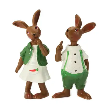 

1pair Decorative Cute Rabbit Bunny Animal Model Figure Figurine Statue Spring Easter Garden Home Desktop Room Decor Gift