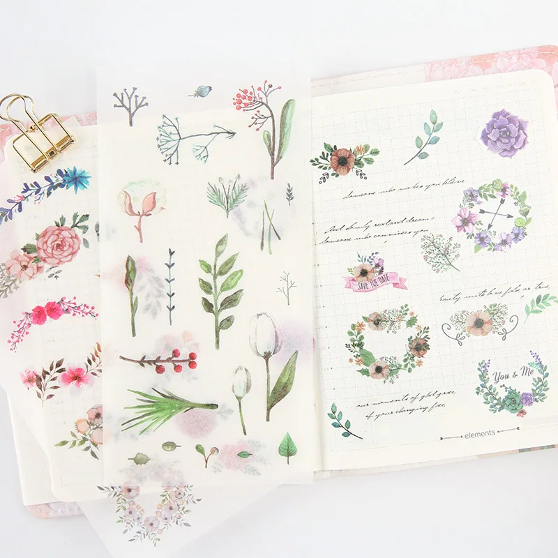 6 листов наклейки пакет цветок жизнь свежий Instagram космическая ручка альбом дневник мобильный креативный декоративный накидка на