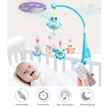 

0-12 Months Newborn Musical Bed Bell Rattle Toys Mobile Cradle Rotating Bracket Cartoon Animal children Rattle Toys