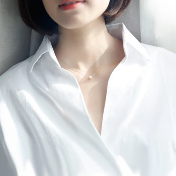 

Fashion Elegant Necklaces Genuine 100% 925 Sterling Silver Choker Synthetic pearl Pendants Charm Chain jewelry for Women