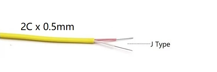 K J T тип термопары провода 2 ядра PTFE изолятор экранированная линия стекловолокна высокая температура измерительная линия компенсационный кабель - Цвет: J Type 2x0.5