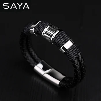 

PU Braided Leather Bracelets for Men with 316L Stainless Steel Charm and Magnetic Clasp, Free Shipping, Customized
