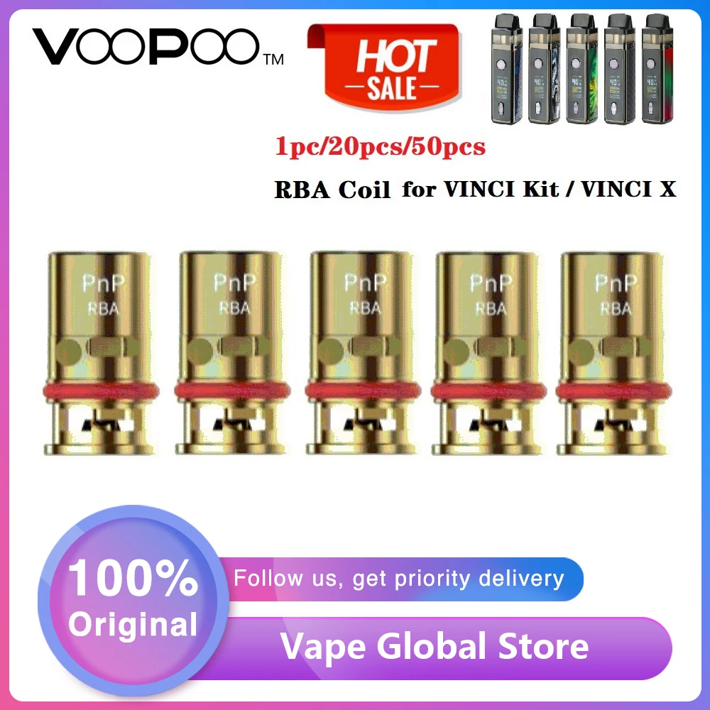 1 шт. 20 шт. 50 шт. Горячая VOOPOO PnP RBA катушка для VINCI R/VINCI X Mod Pod система Комплект 0.6ohm RBA катушка головка для VINCI Vape комплект