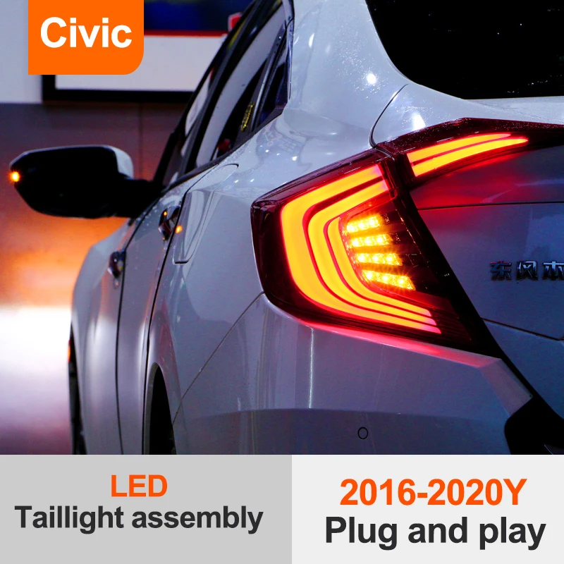 LED car styling Tail Lights Fit For Honda Civic X G10 10th 2006/07/08/09/10-2016 2017 2018 2019 Rear Lamp Red Lamps Brake light |