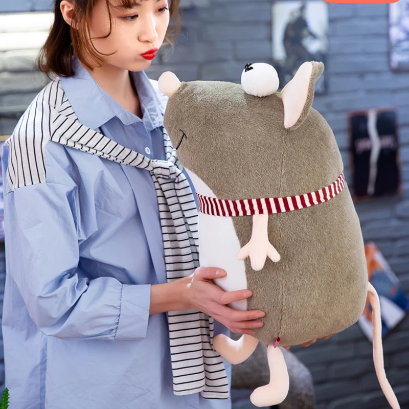 

25-45cm lovely fat grey rat Pillow Stuffed Animal Plush Toys for Girls Children Boys Toys cute mouse Doll Birthday Gift WJ285