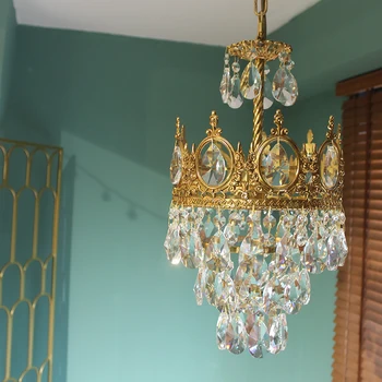 

Nordic Copper Crystal Pendant Lights Lighting Glod Pendant Lamp Dining Living Room Bedroom Loft Home Decor Hanging Light Fixture