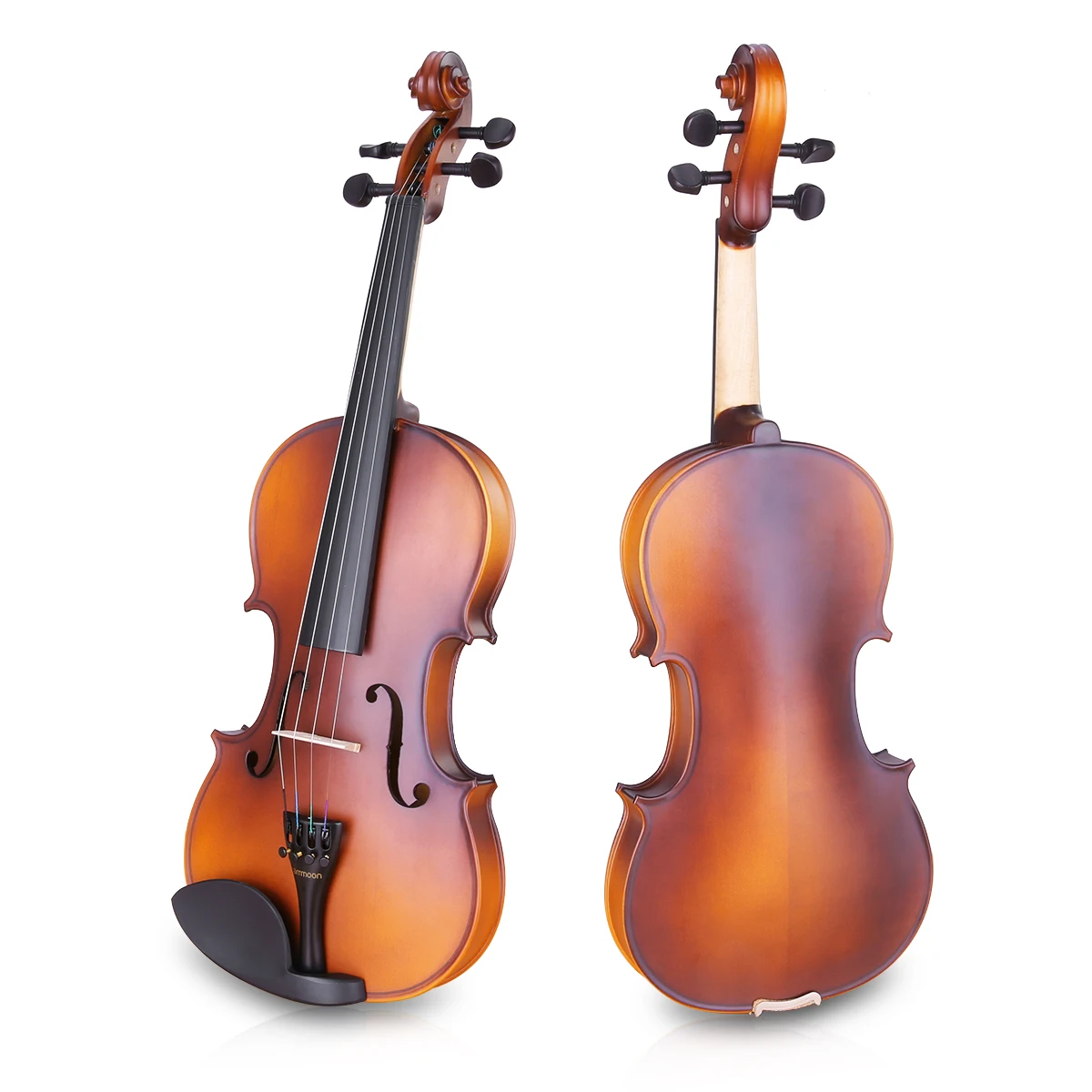 ammoon Matte Acoustic 4/4 Violin Fiddle White Pine Topboard Maple Backboard Sideboard Mahogany Bow with Carry Case