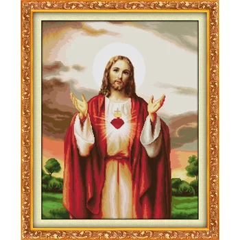 

Everlasting Love Jesus Chinese Cross Stitch Kits Ecological Cotton Clear Stamped Printed 14 11CT DIY Wedding Decoration For Home