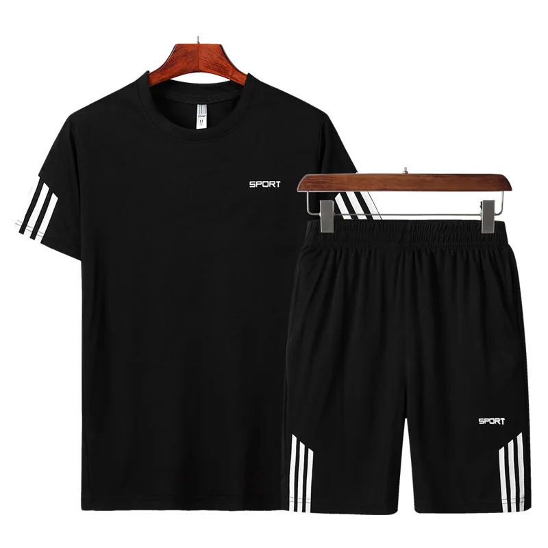 

Summer Breathable Sports Set MEN'S Short Sleeve Shorts Loose-Fit Quick-Dry Casual Sports Two-Piece Set Hot Sales