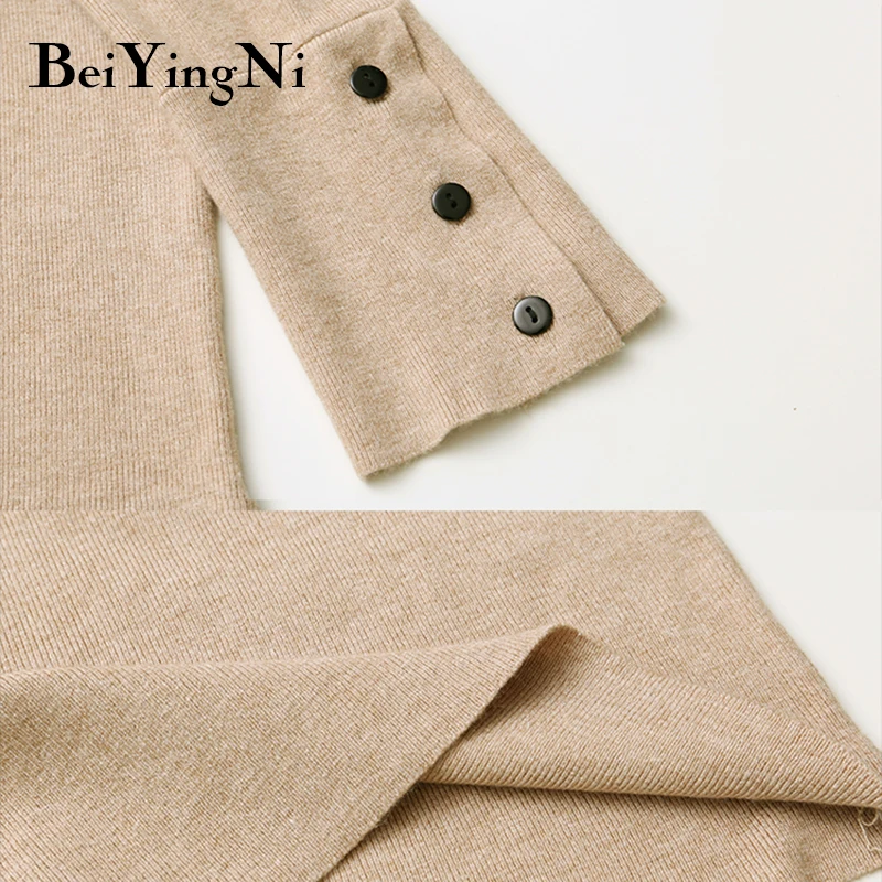 Beiyingni Korean Women Turtleneck 2019 Autumn Winter New Fashion Buttons Female Sweater Harajuku Top Mujer Elasticity Pull Femme Beiyingni Korean Women Turtleneck 2019 Autumn Winter New Fashion Buttons Female Sweater Harajuku Top Mujer Elasticity Pull Femme