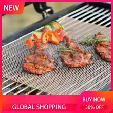 Yapışmaz barbekü örgü yeniden kullanılabilir ısı direnci Mat değiştirme örgü ızgara örgü pedleri mutfak barbekü aksesuarları