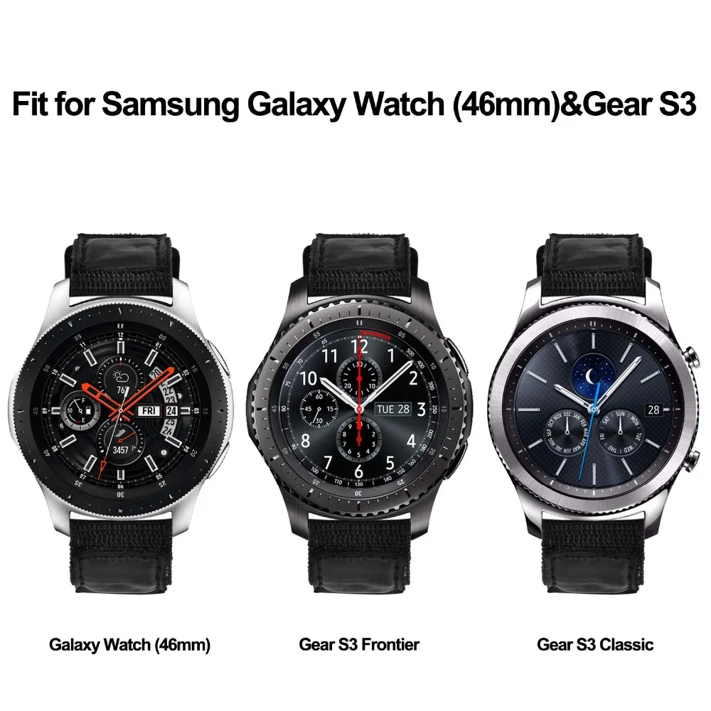 Ремешок для часов Genunie из нейлона и кожи 22 мм для samsung Galaxy Watch 46 мм gear S3 Frontier классический ремешок на липучке