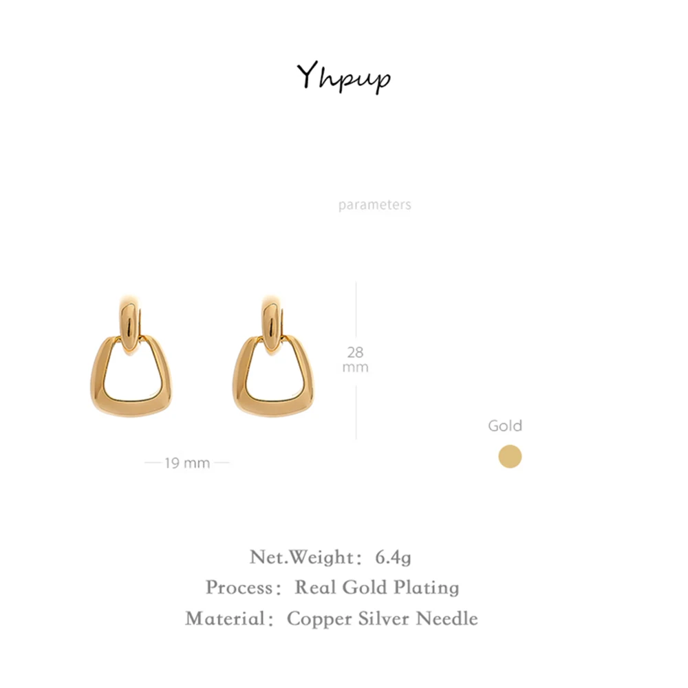 Yhpup полые геометрические Висячие серьги медные золотые серьги модные украшения с простым дизайном для женщин панк офис S925 Post Новинка