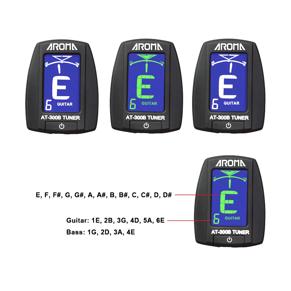 Арома AT-300B профессиональный гитарный бас хроматический с зажимом на цифровой тюнер вращающийся на 360 градусов ЖК-дисплей