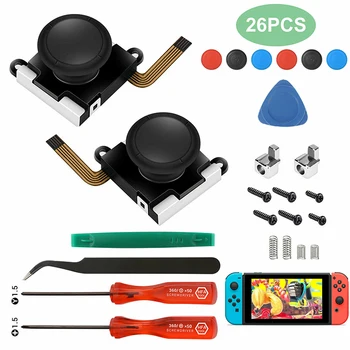 

25-in-1 3D Analog Thumbstick Joystick with Repair Kit Suitable for NS Switch Joy-Con Repair Parts Rocker Replacement With Tools
