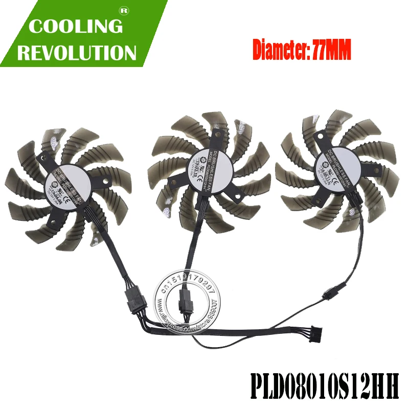 Ventilador de Refrigeração da Placa Gráfica Pld08010s12hh Dc12v 0.35a Adequado para Gigabyte Radeon rx 5500 xt rx 5600 xt rx 5700 xt 77 mm - Imagem 2