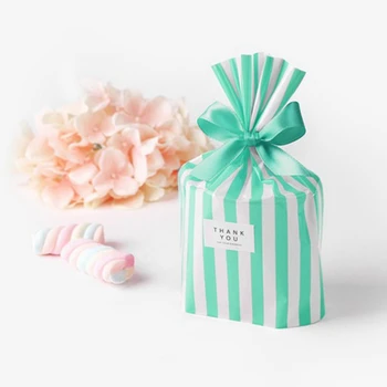 

Creative 50pcs/set Christmas Striped Gift Bags Baking Storage Bag Snack Cookie Bag Bread Cake Candy Food Bags