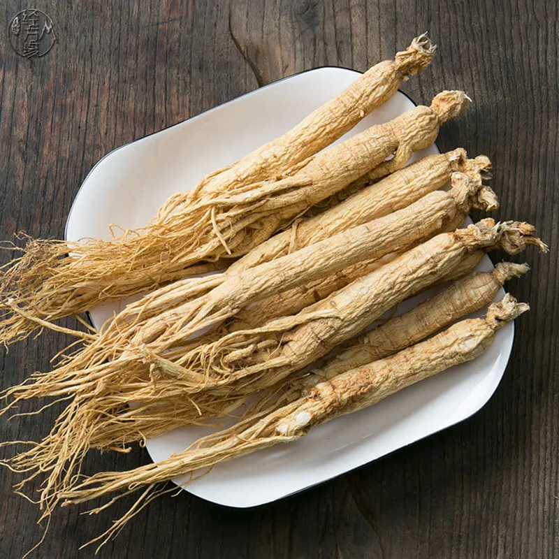 chinese natural wild white ginseng dry root 8 ye