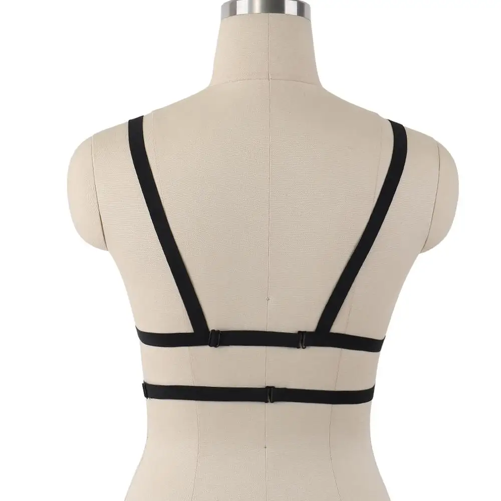 Punk Rivet Body Harness Belt Open Chest Bra Goth Belt Women Sexy Lingerie Adjustable Bondage Harness Black Cage Bra