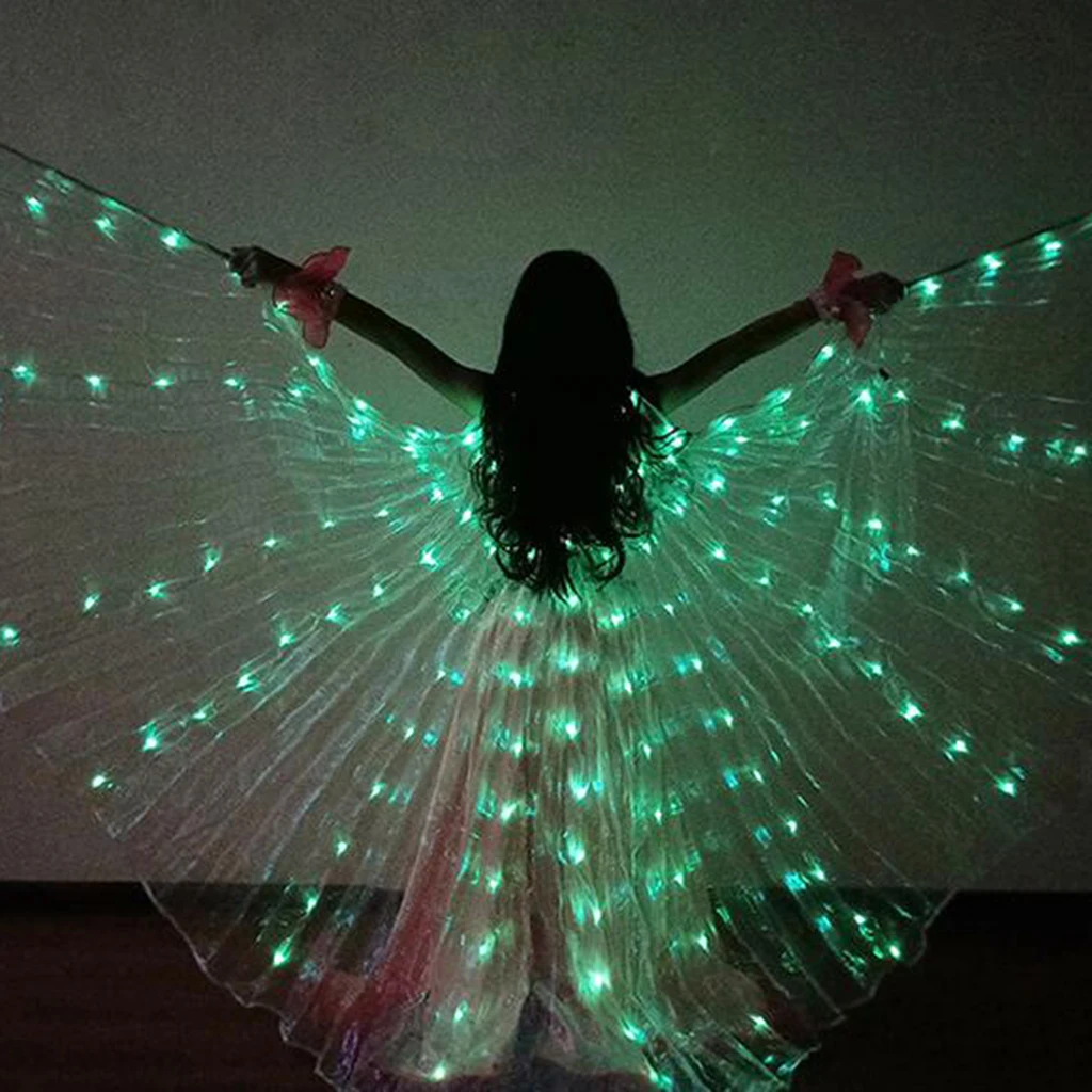 Green Large LED Butterfly Belly Dance Isis Wings Egypt Club Glowing Wings Costumes for Child Belly Dancing - Цвет: Green