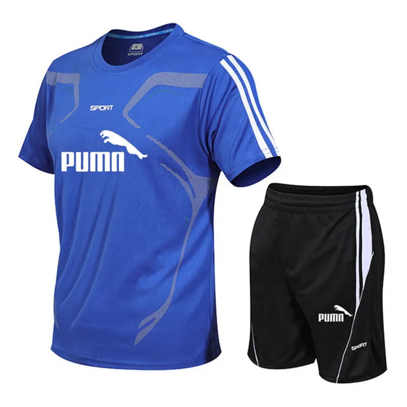 

Casual Male Tracksuit Clothing Summer Men Set Fitness Suit Sporting Suits Short Sleeve T Shirt + Shorts Quick Drying 2 Piece Set