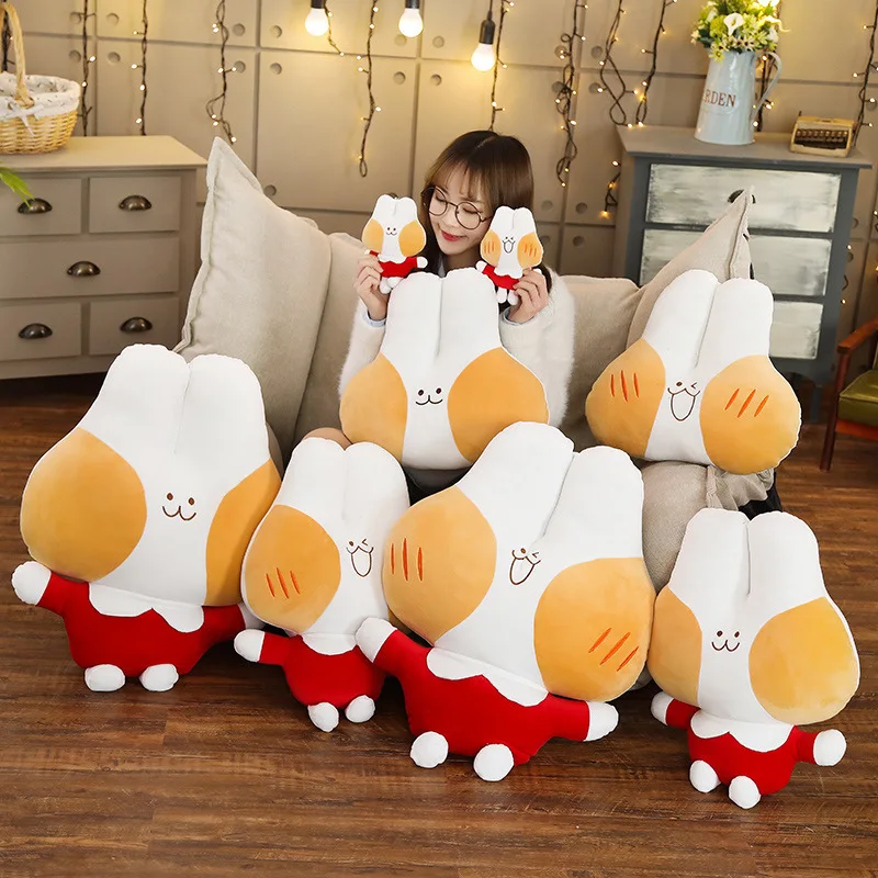 

Big Face Adorable Rabbit Pillow Plush Toys down Cotton Keychain Small Pendant Mascot Bunny Doll