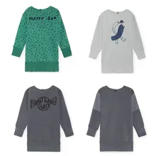 Новинка года; сезон весна-осень; флисовое платье для маленьких девочек с птицами; детское платье с конфетти; милое флисовое платье для девочек; vestidos; одежда