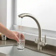 3 Way Kitchen Tap Dual Holder Dual Hole Filter Water Kitchen Faucet Chrome Black Golden Drinking Water Faucet