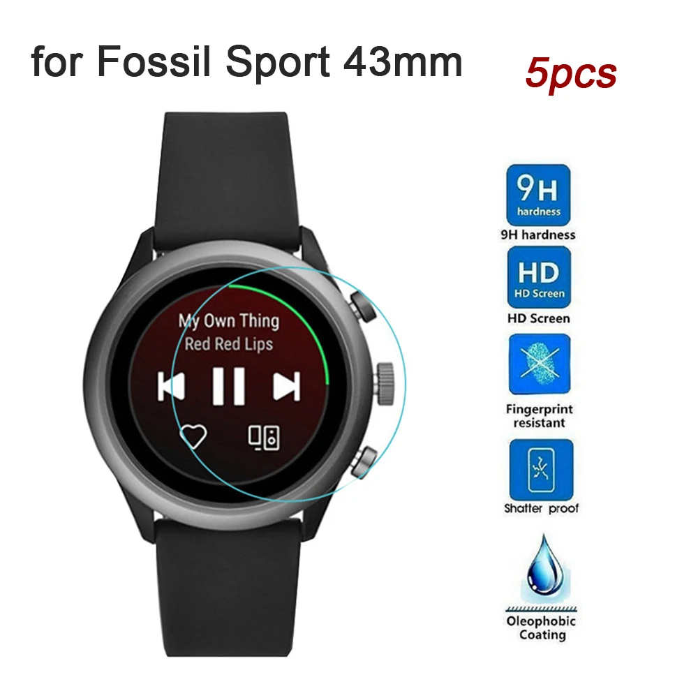 5 шт. закаленное стекло для Fossil Sport Gen 4 Q Venture HR 43 мм Защитное экрана Защитная пленка