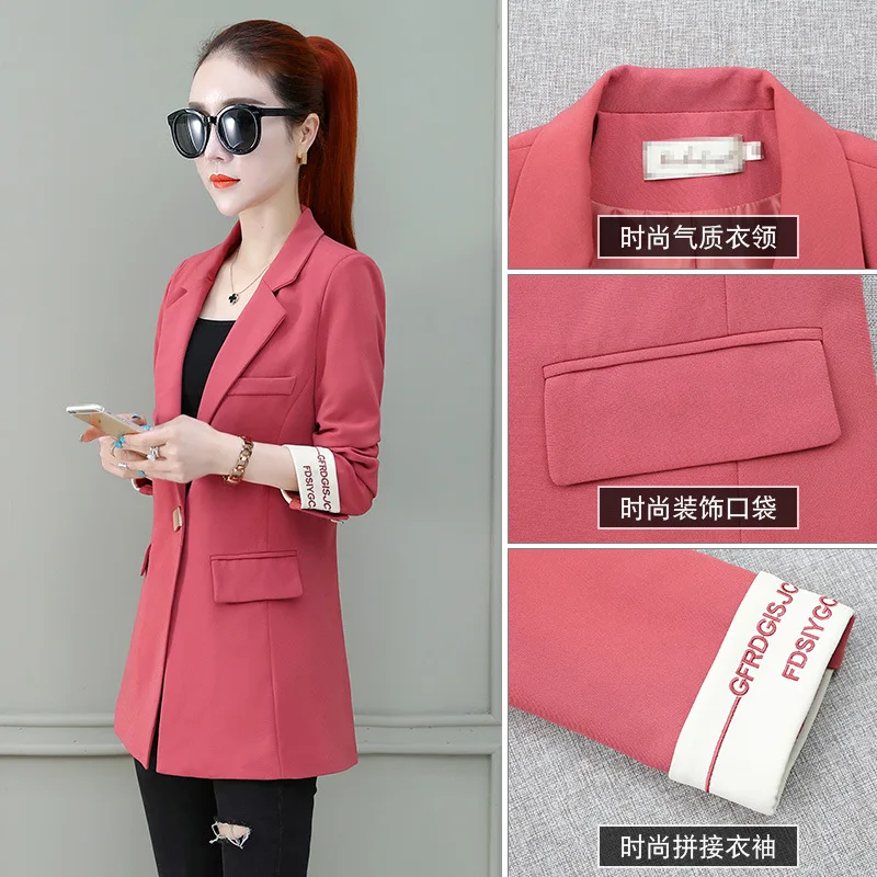 

Online Celebrity Small Suit Women's Spring And Autumn Thin Coat 2019 New Style Elegant Loose Tops Mid-length Autumn Clothing Wes