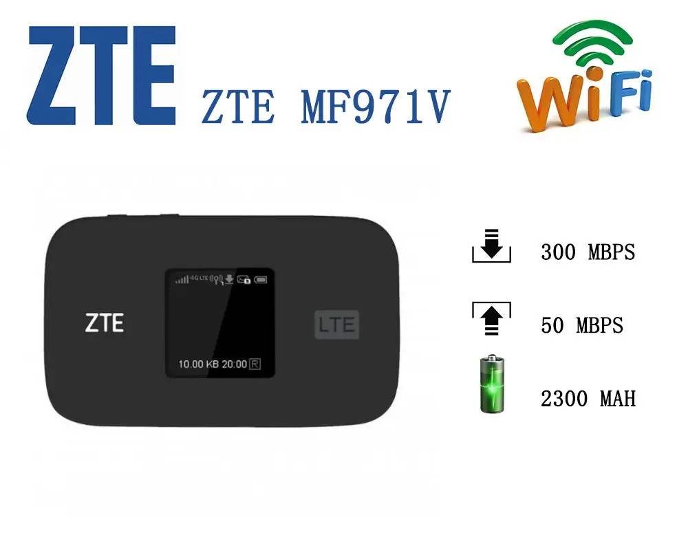 

Оригинальная разблокированная Мобильная точка доступа ZTE MF971V 300 Мбит/с 4G + LTE Cat6 WiFi 4G mifi полосы FDD B1/2/3/4/5/7/8/17 & 12/20/28 и TDD B38