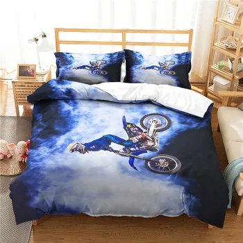 

Extreme Sport Quilt Cover Motor Printing Duvet Cover Set White Clouds Blue Sky Bedding Set Boys Winter Home Bedspread 2/3Pcs
