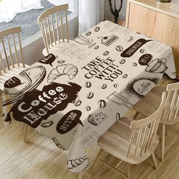 

Cotton Linen Table-Cloth Coffe Pattern Tablecloth Kitchen Decorative Table-Cover Picnic Dining
