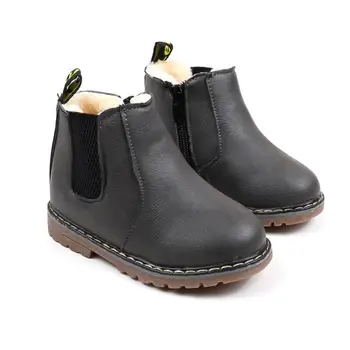 

Kids Winter Leather Plush Shoes Boys Toddler Boots Fashion Martin Boots with Fur Children Soft Outdoor Girls Boots