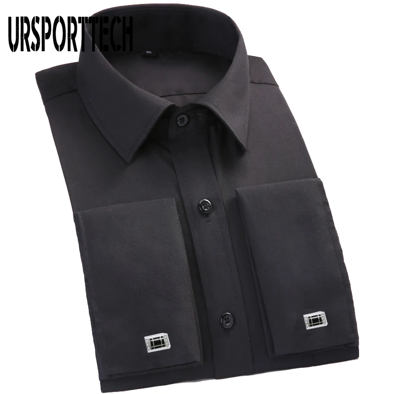 Dress Shirts Men Casual Shirts Men Long Sleeve Shirt Spring Striped Men French Cufflinks Casual Shirt White Collar Design Mens French Cuff Dress Shirts M-6XL