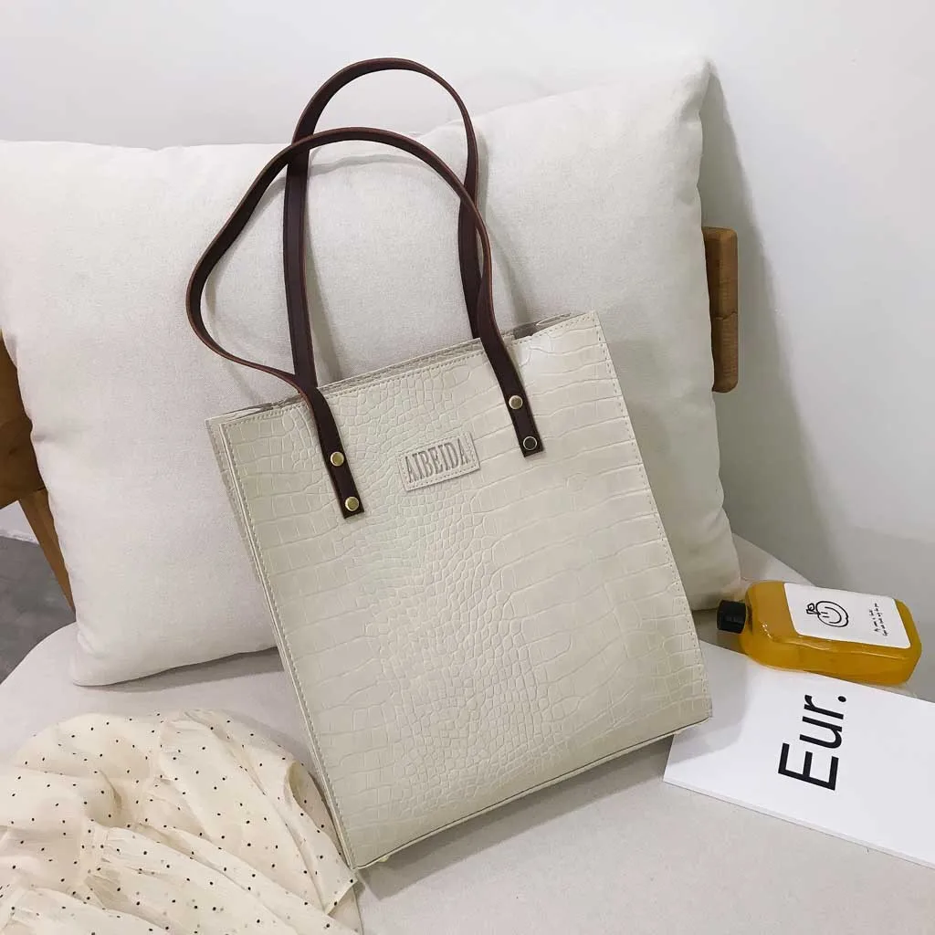 Retro Alligator Bucket Bags Women Crocodile Pattern Handbag Capacity Casual Crocodile Shoulder Messenger Bags Ladies PU Purse