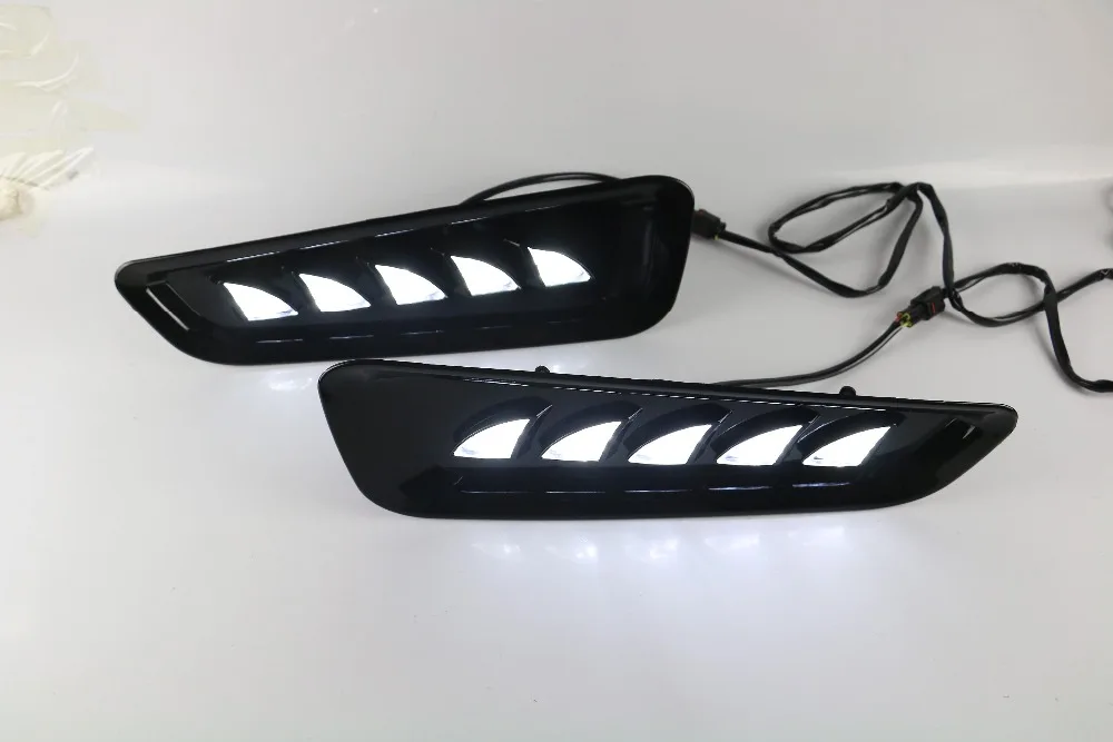 EOsuns led drl дневные ходовые огни для Ford F150- с движущимися желтыми поворотниками