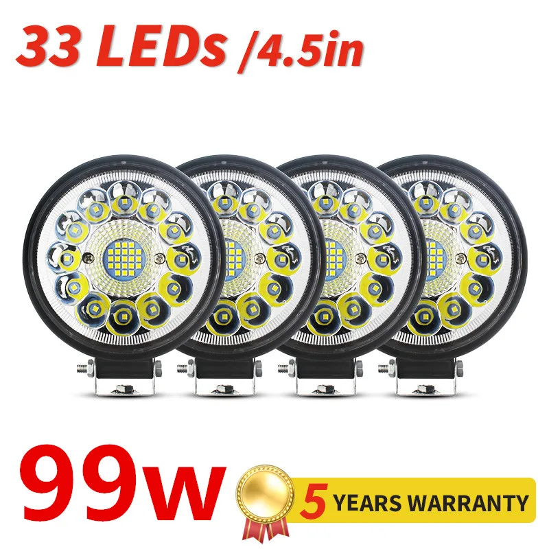 4.5inch 99W Offroad LED Lightbar Spot For Truck SUV Boat ATV Jeep Tractor Headlight 12V 24V Driving Lights led light bar