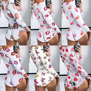 

ABDL Adult Onesie Long Sleeves Adult Bodysuit V-neck Snap Crotch Romper For Adult Baby Girl