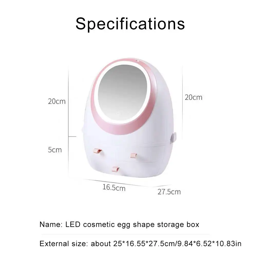 Коробка для хранения косметики с светодиодный светильник зеркало Портативный для хранения косметики футляр для макияжных кистей держатель Органайзер
